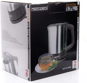 غلاية كهربائية استانلس ميدياتك 1.7 لتر رصاصى 2200 وات mediatech mt-k109