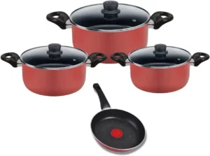 طقم حلة تيفال زهران مينيت غطاء بايركس 7 قطعة Tefal Minute