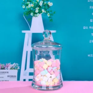 برطمان زجاج بالغطاء 20سم -كاندي جار- صناعة يدوية Candy Jar
