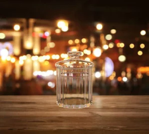 برطمان زجاج بالغطاء 15سم مخطط -كاندي جار- صناعة يدوية Candy Jar
