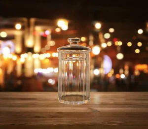 برطمان زجاج بالغطاء 20سم مخطط -كاندي جار- صناعة يدوية Candy Jar